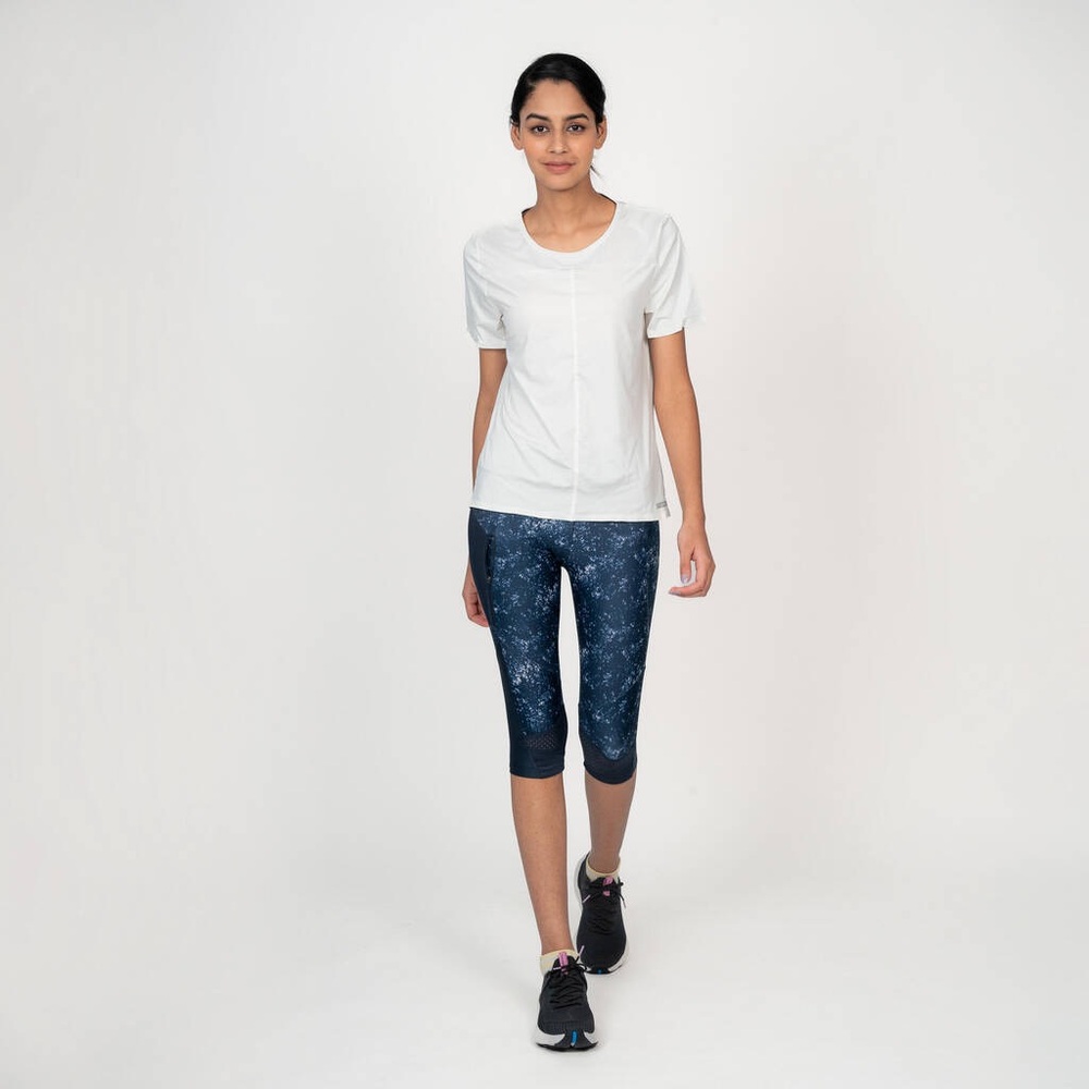 Kalenji Decathlon Women’s Running 3/4 Leggings Dry+ Feel Blue Starry Galaxy